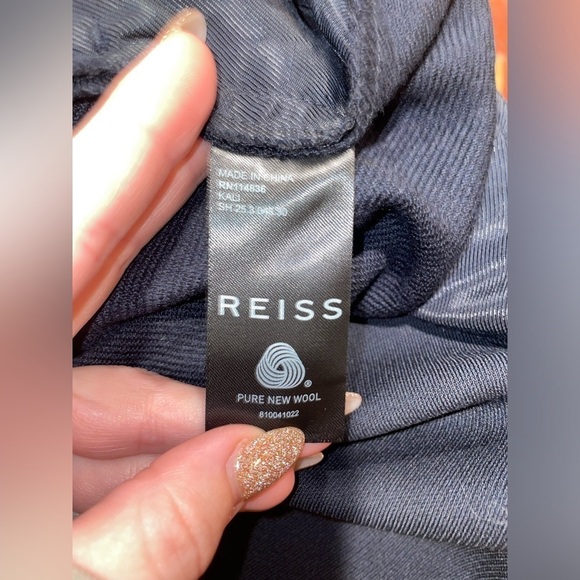 New! Reiss Kali Slim Mid Rise Wool Flare Trousers Navy Blue Size 10 NWT! - Picture 16 of 16